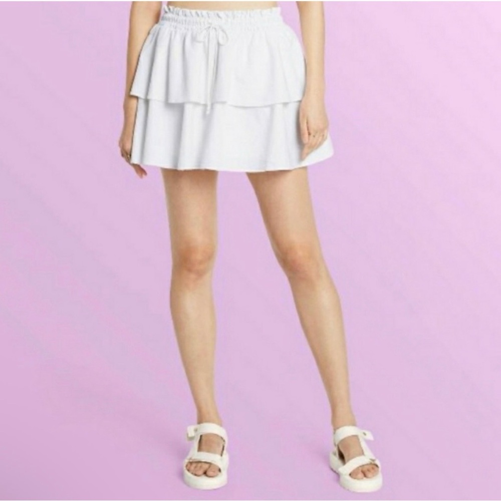 Stoney clover lane White Ruffled mini Skirt sz xs nwt